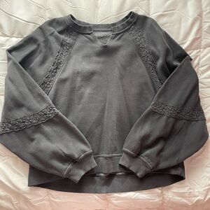 Aerie Grey lace slouchy crewneck